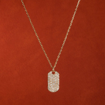 0.3 TCW Round Shaped Moissanite Tag Necklace