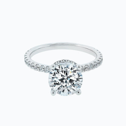 Round Hidden Halo & Pave Lab Grown Diamond Engagement Ring