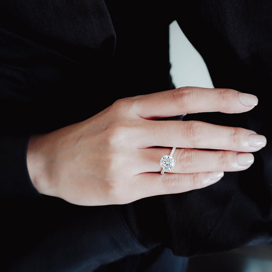 Round Hidden Halo & Pave Lab Grown Diamond Engagement Ring
