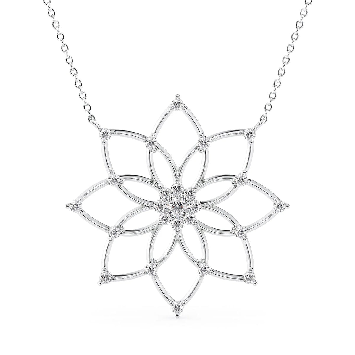 0.55 CT Round Shape Moissanite floral Necklace