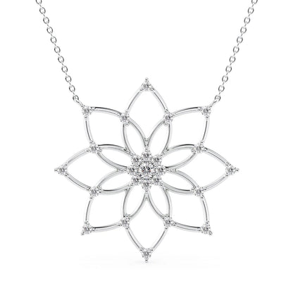 0.55 CT Round Shape Moissanite floral Necklace