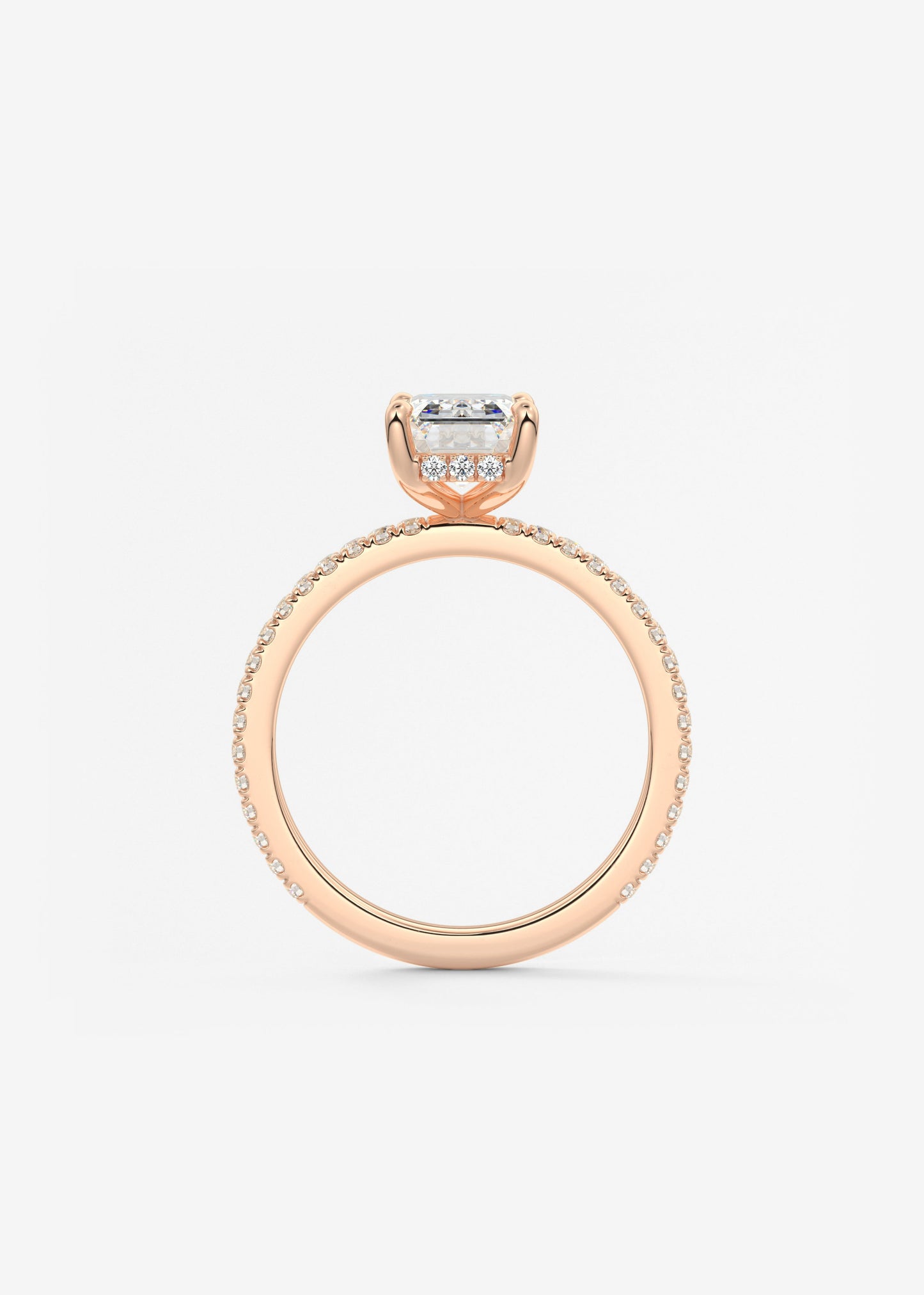 Emerald Hidden Halo Pave Lab Grown Diamond Engagement Ring