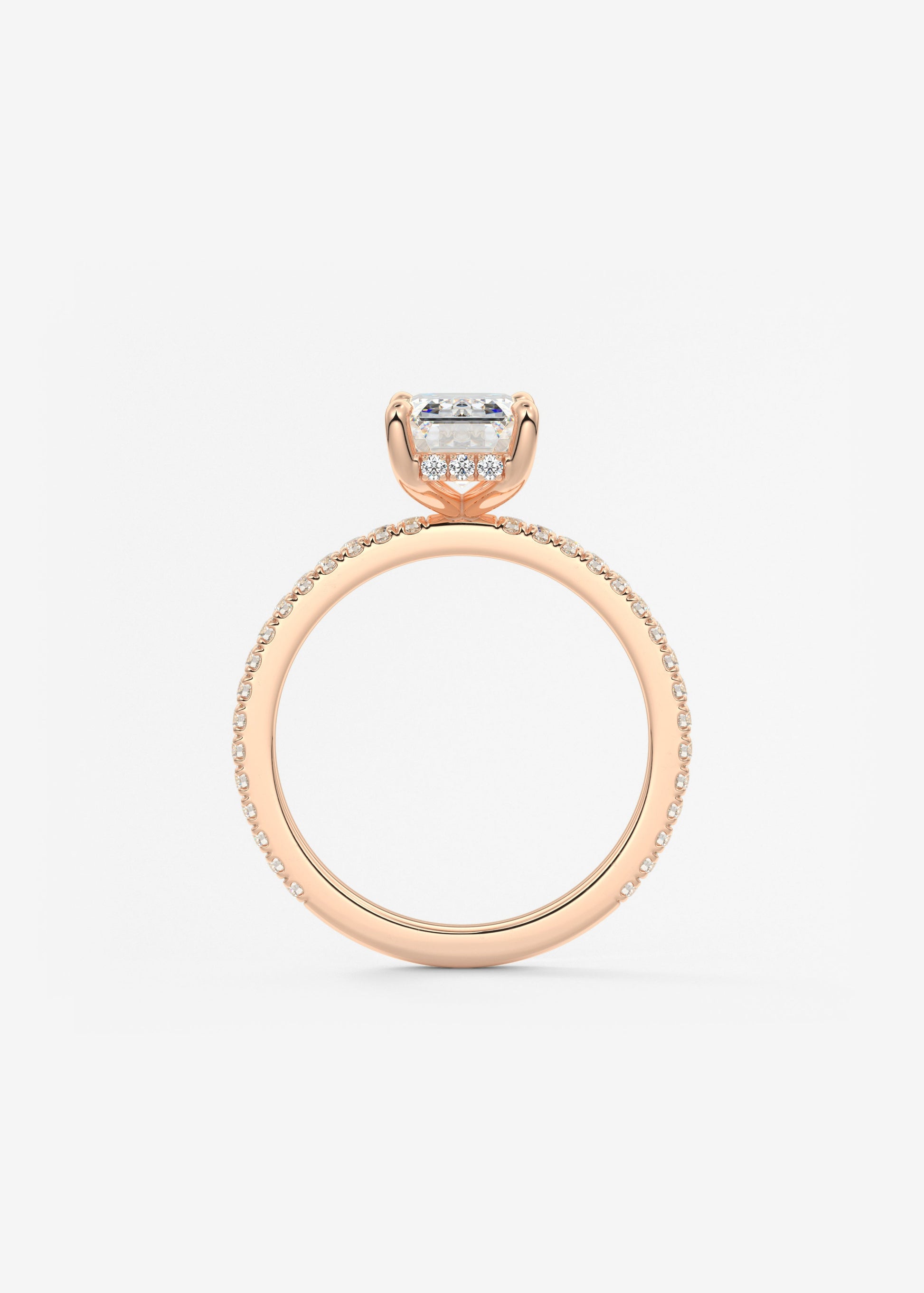 Emerald Hidden Halo Pave Lab Grown Diamond Engagement Ring
