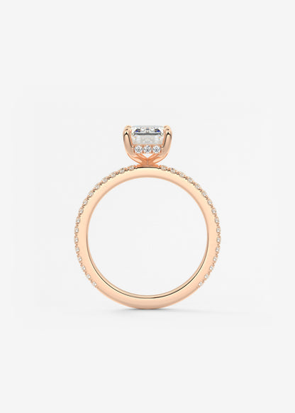 Emerald Hidden Halo Pave Lab Grown Diamond Engagement Ring