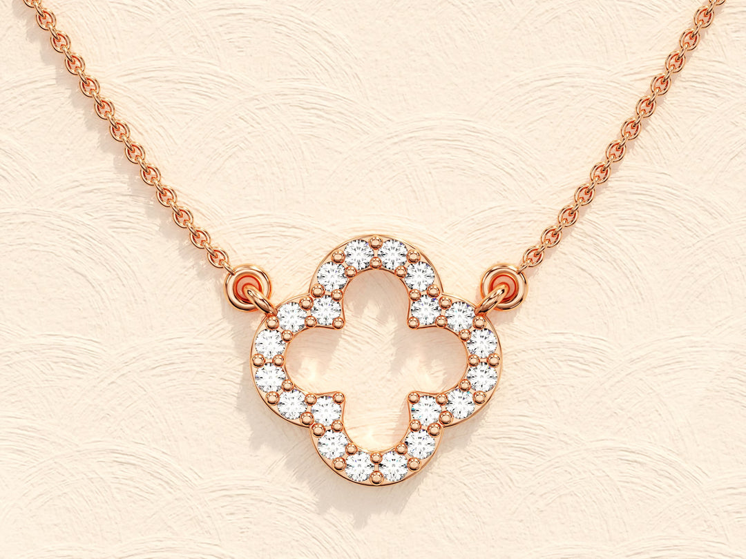 0.4 TCW Round Shape Moissanite Clover Necklace