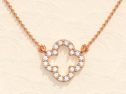 0.4 TCW Round Shape Moissanite Clover Necklace
