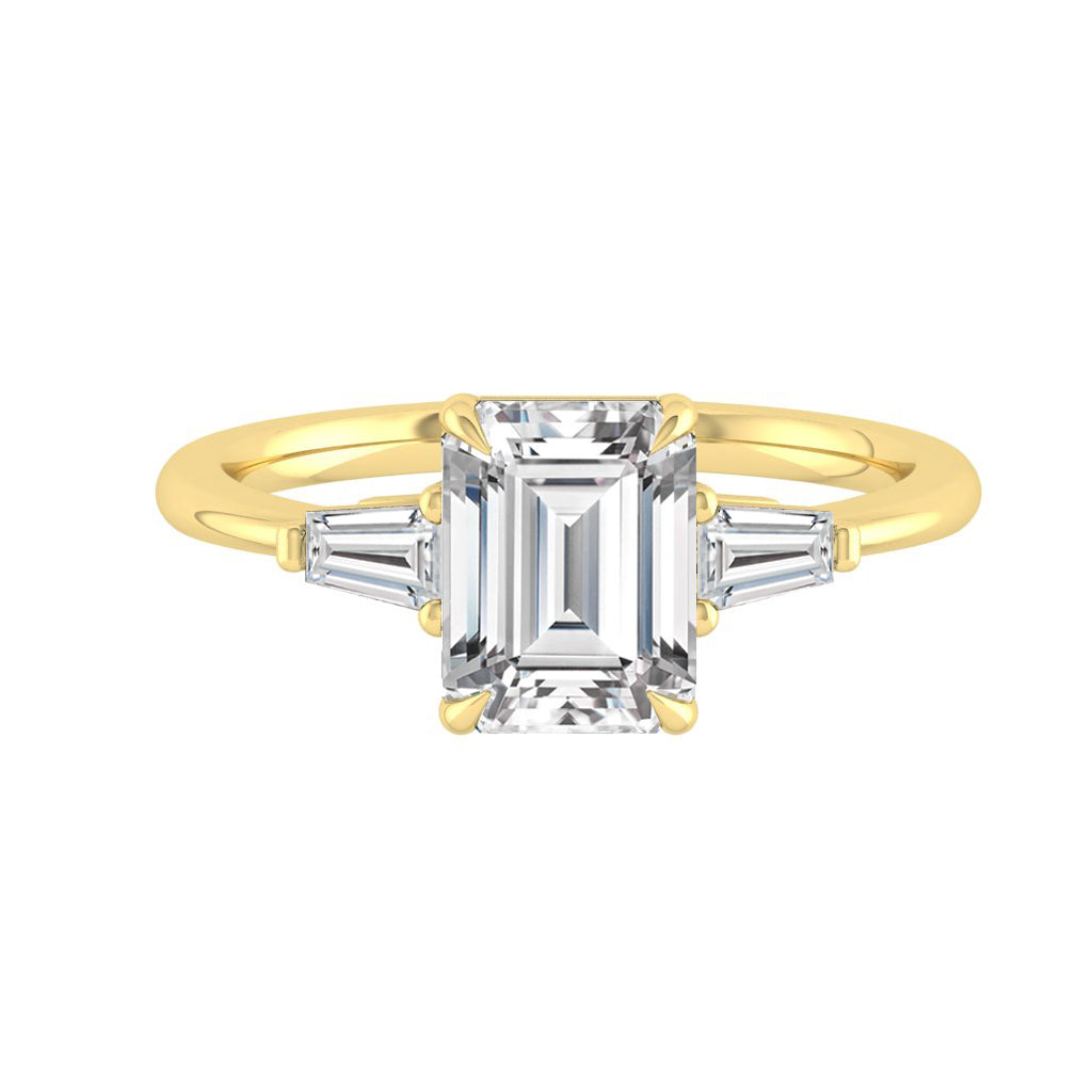 1.9 CT Emerald Cut Three Stone Moissanite Engagement Ring 11