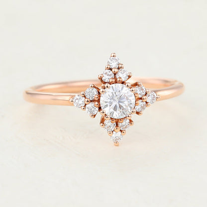 Round Cluster Lab-Grown Diamond Engagement Ring