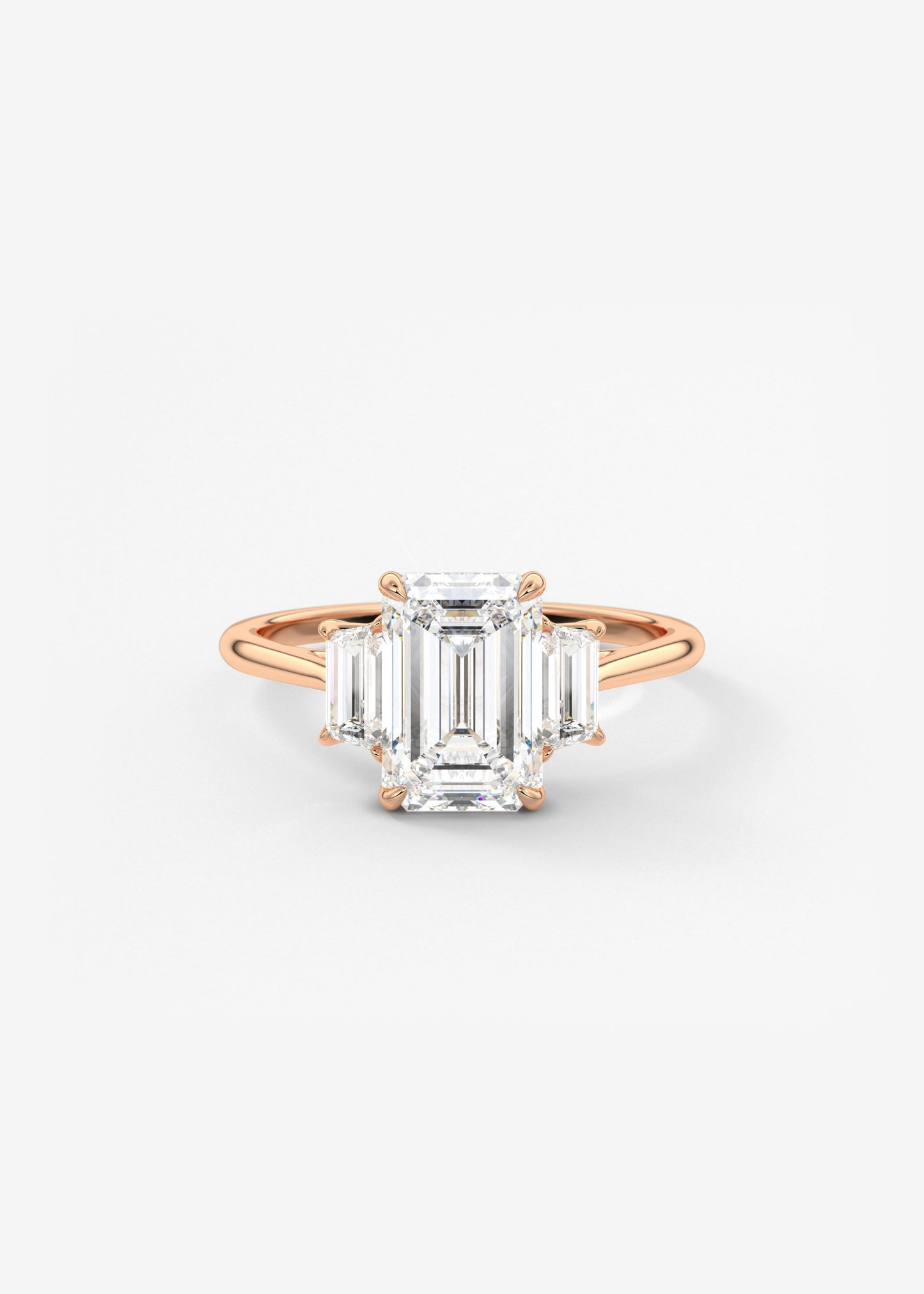 Emerald Three Stone Lab Grown Diamond Engagement Ring