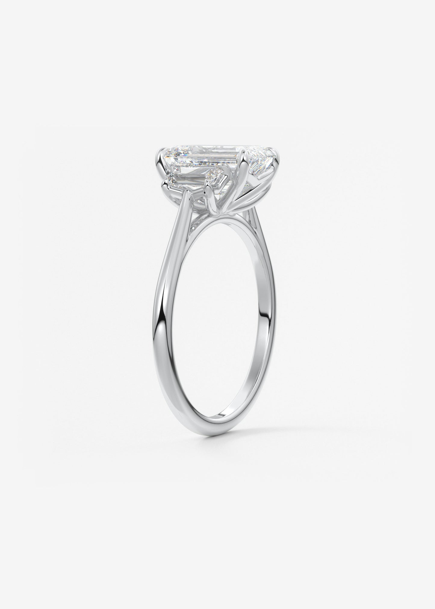 Emerald Three Stone Lab Grown Diamond Engagement Ring