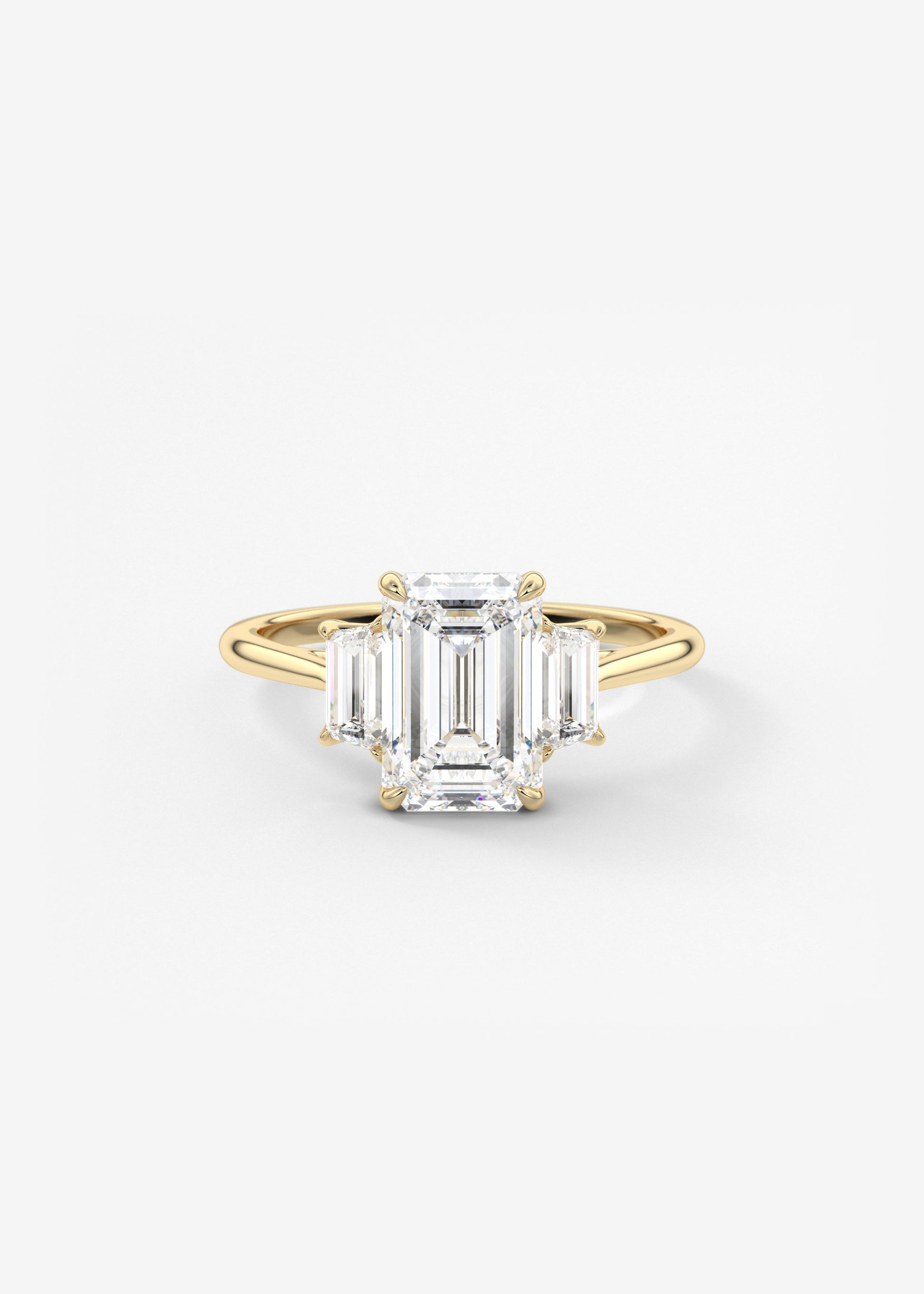 Emerald Three Stone Lab Grown Diamond Engagement Ring