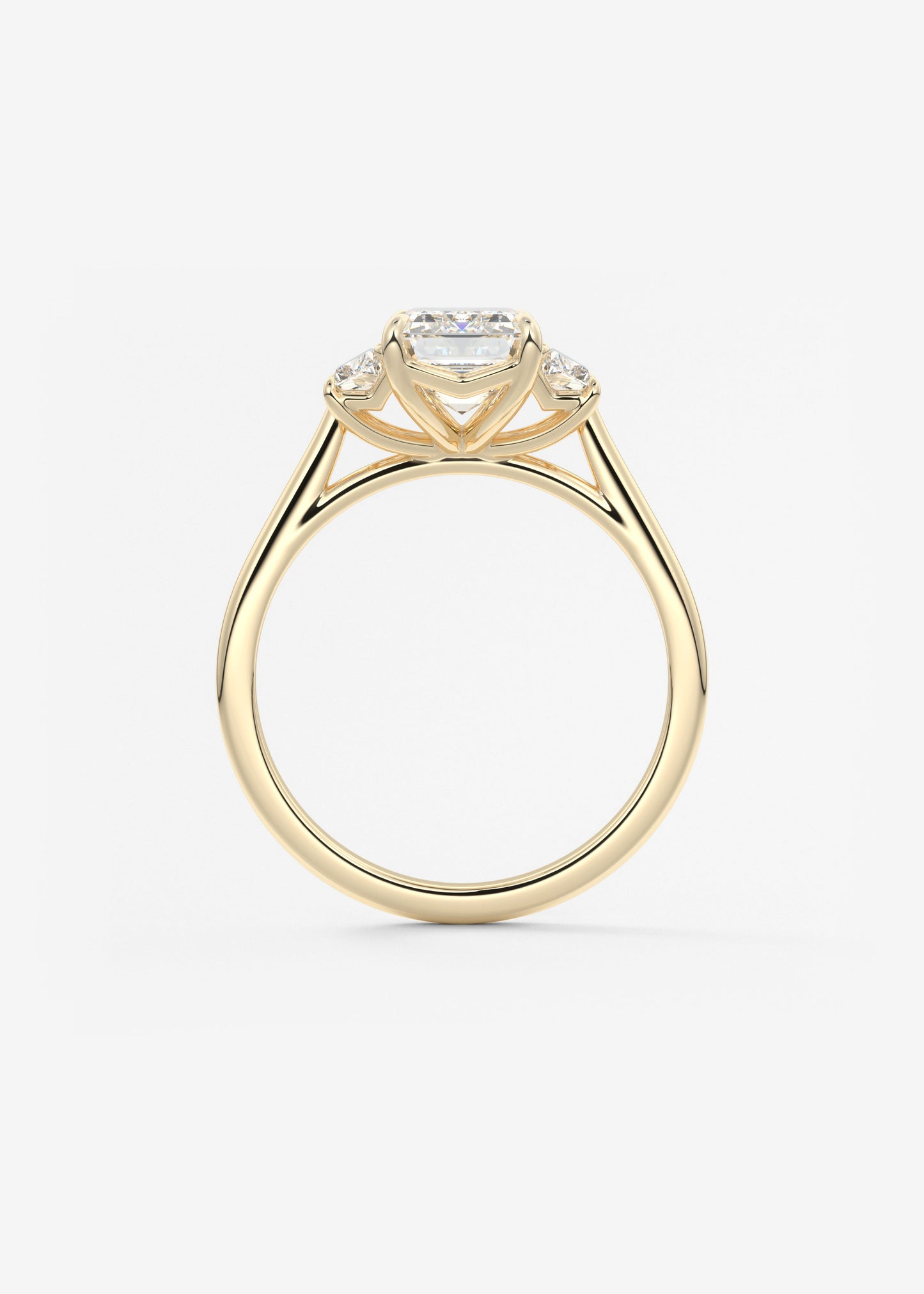 Emerald Three Stone Lab Grown Diamond Engagement Ring
