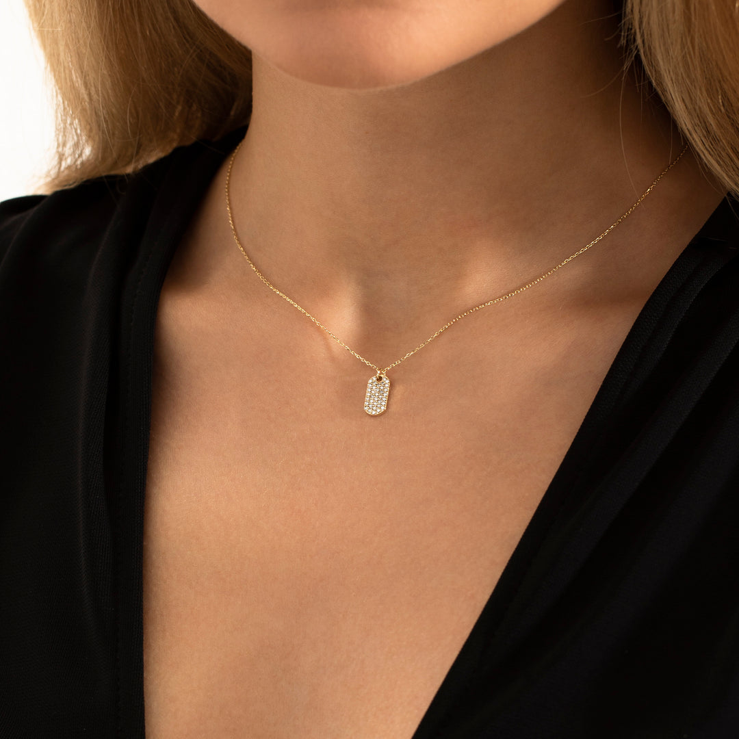 0.3 TCW Round Shaped Moissanite Tag Necklace