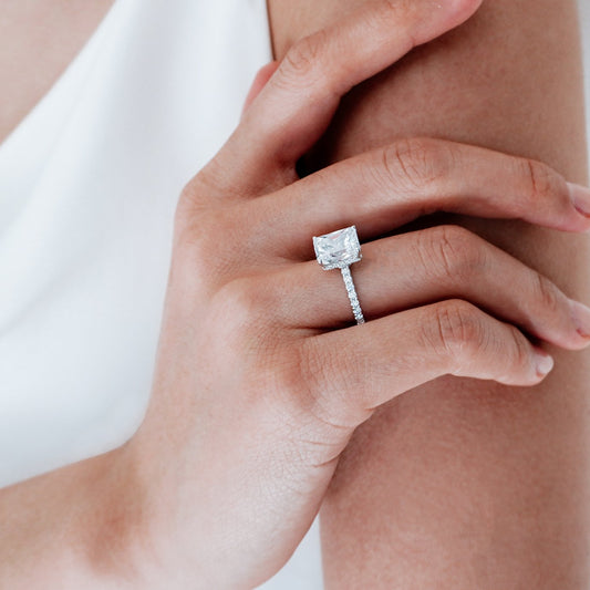 Radiant Hidden Halo & Pave Lab Grown Diamond Engagement Ring