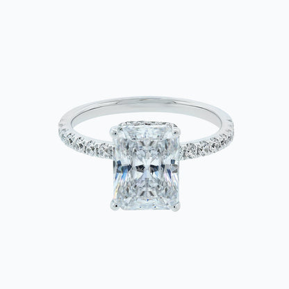 Radiant Hidden Halo & Pave Lab Grown Diamond Engagement Ring