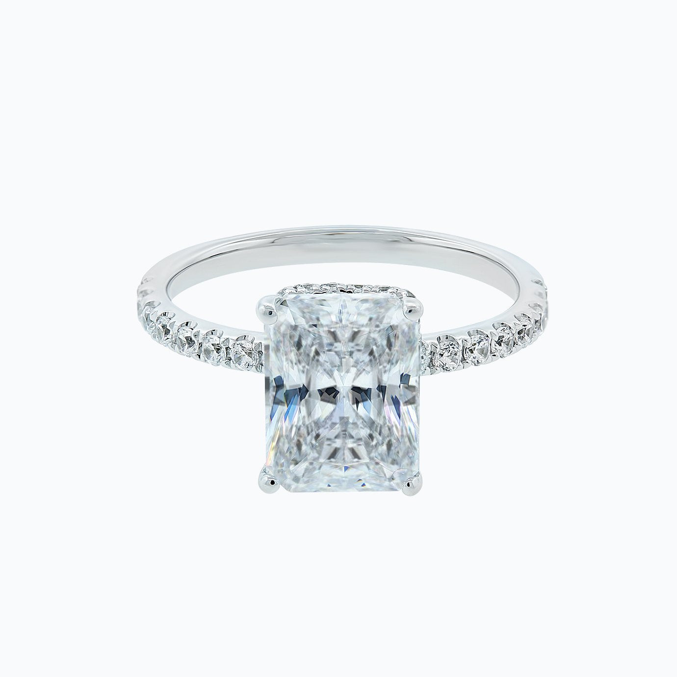 3.0 CT Radiant Shaped Moissanite Solitaire Pave Setting Engagement Ring 1