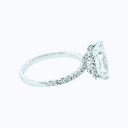 Radiant Hidden Halo & Pave Lab Grown Diamond Engagement Ring