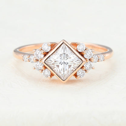 Princess Bezel & Cluster Lab-Grown Diamond Engagement Ring