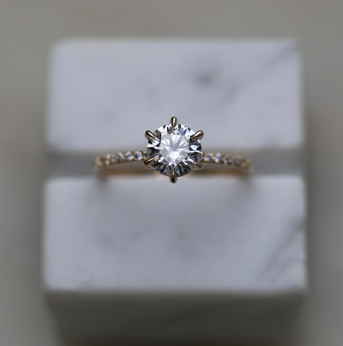 Round Cut Pave Lab Grown Diamond Engagement Ring