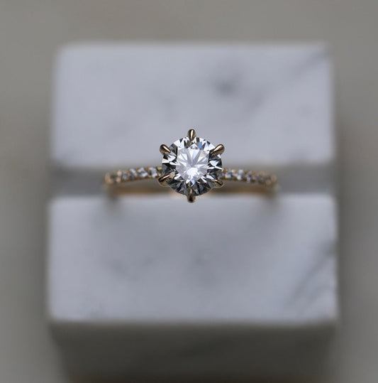 Round Cut Pave Lab Grown Diamond Engagement Ring