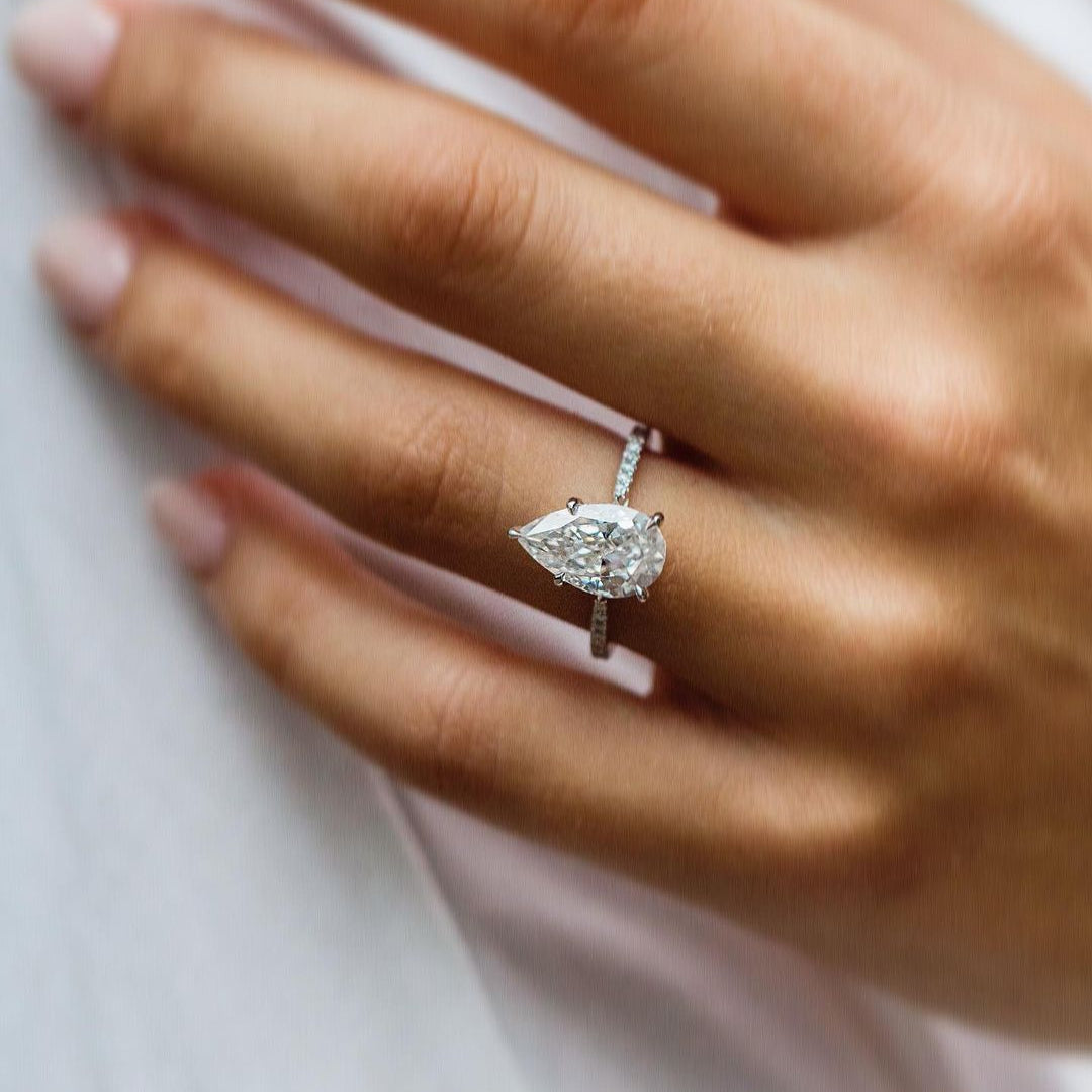 Pear Pave Lab Grown Diamond Engagement Ring