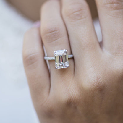 Emerald Pave Lab Grown Diamond Engagement Ring