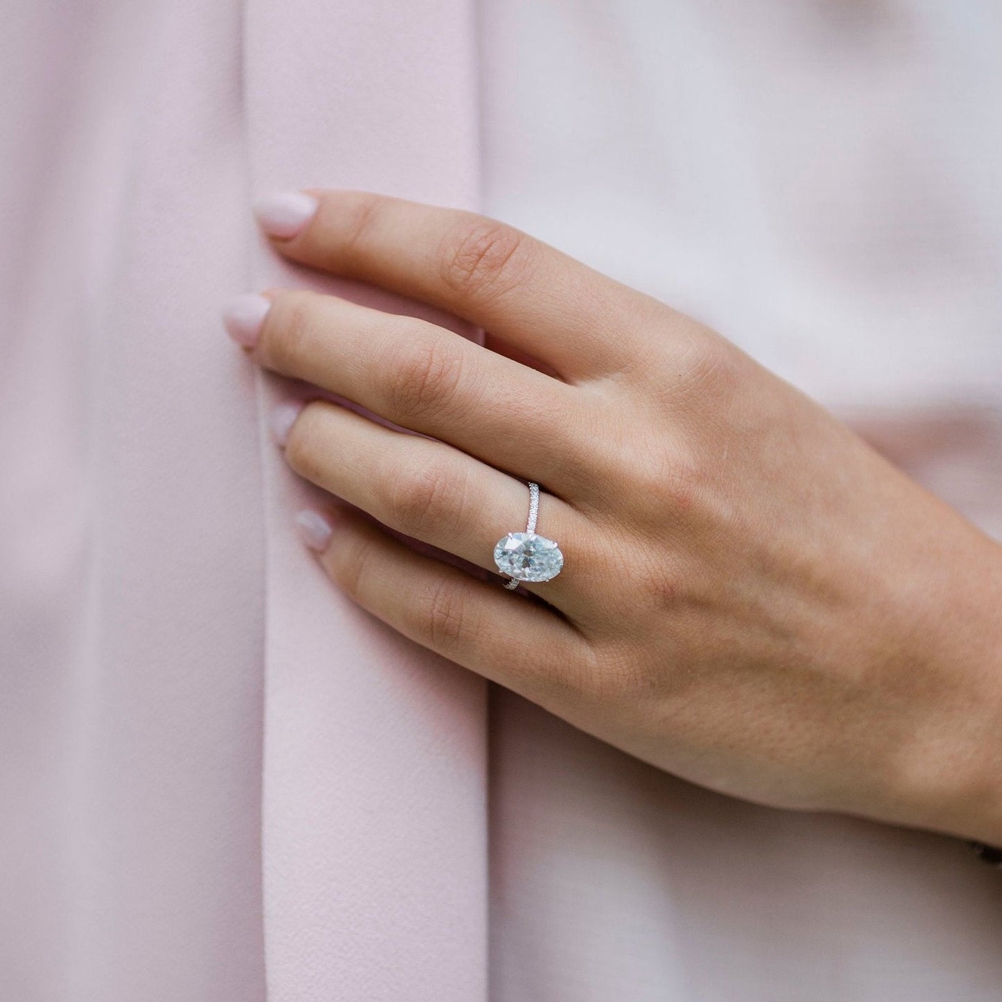 Oval Pave Lab Grown Diamond Engagement Ring