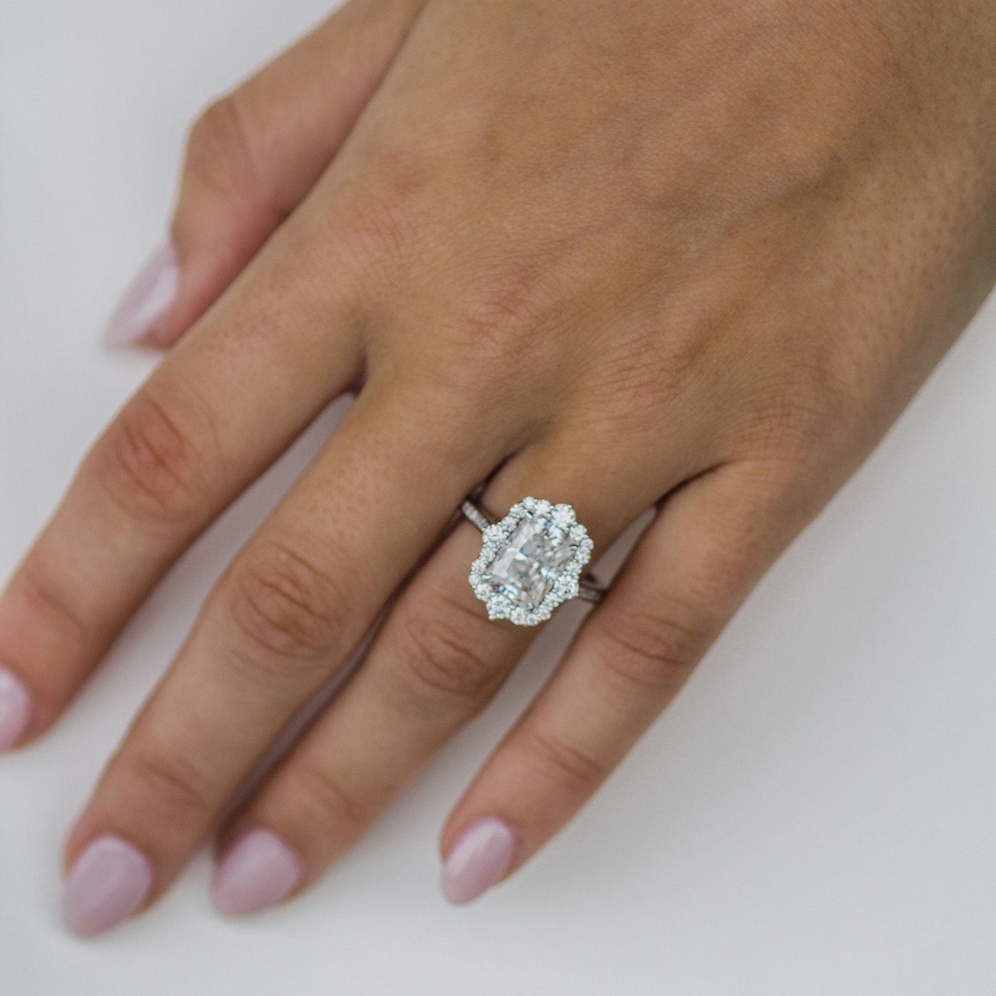 Radiant Halo & Pave Lab Grown Diamond Engagement Ring
