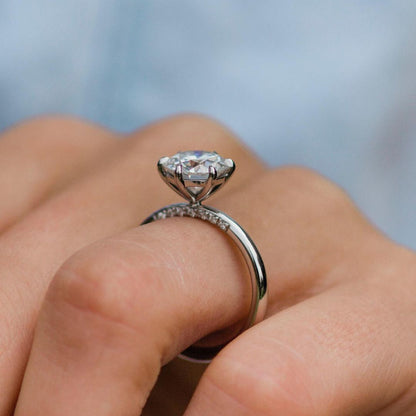 Round Pave Lab Grown Diamond Engagement Ring