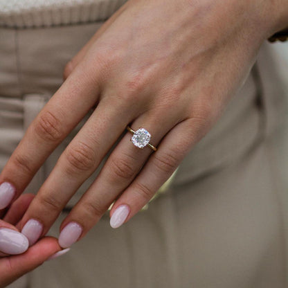 Cushion Solitaire Lab Grown Diamond Engagement Ring