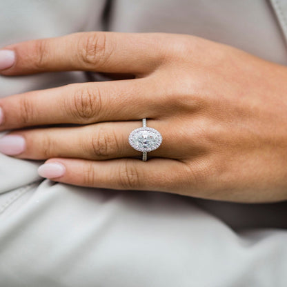 Oval Halo & Pave Lab Grown Diamond Engagement Ring