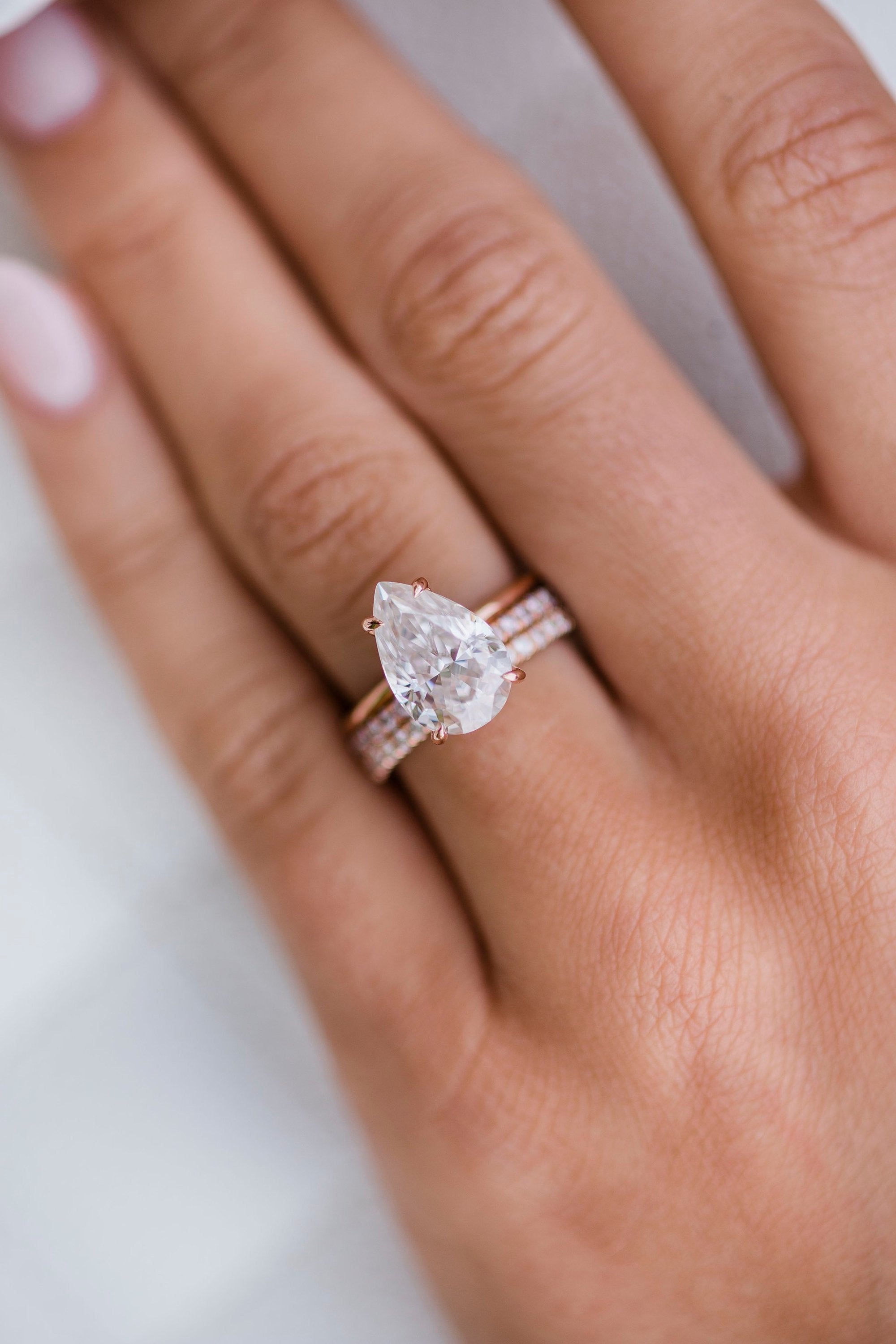 3.20 CT Pear Solitaire Moissanite Engagement Ring 4