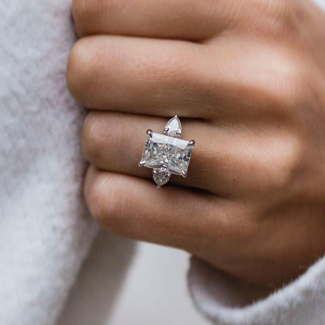 Radiant Three Stone Lab Grown Diamond Engagement Ring
