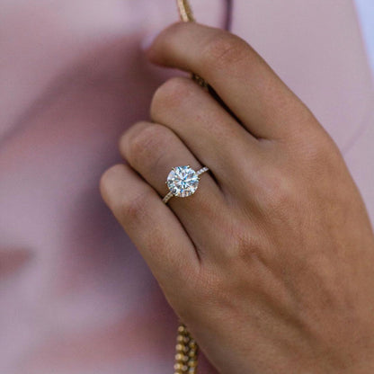 Round Pave Lab Grown Diamond Engagement Ring