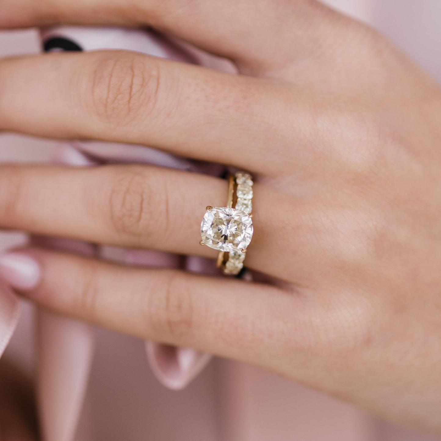 Elongated Cushion Solitaire Lab Grown Diamond Engagement Ring