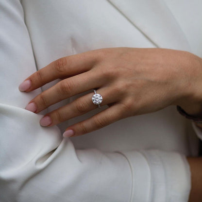 Round Pave Lab Grown Diamond Engagement Ring