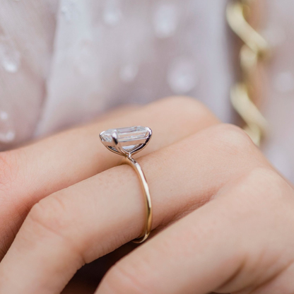 Emerald Solitaire Lab Grown Diamond Engagement Ring