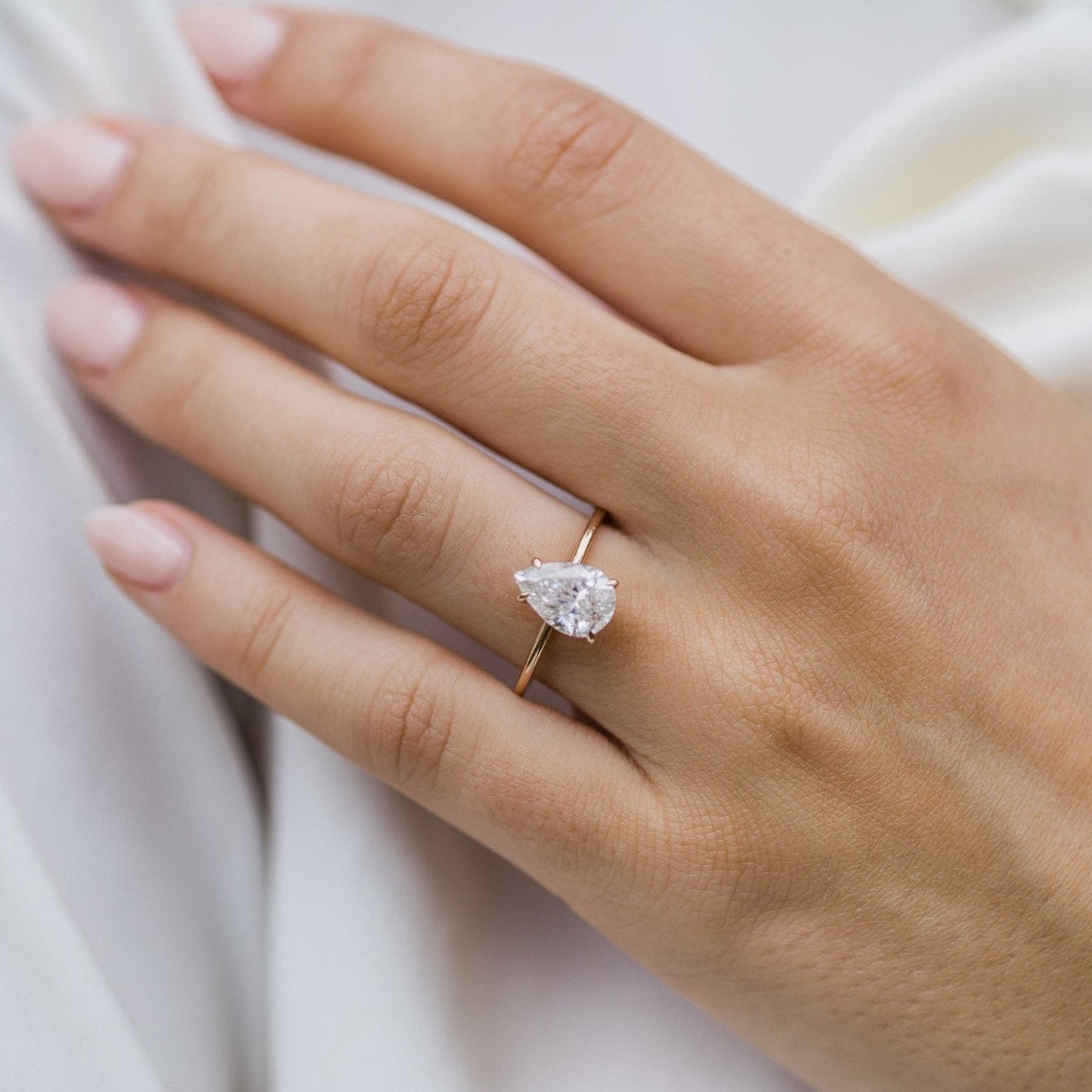 Pear Solitaire Lab Grown Diamond Engagement Ring