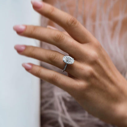 Oval Pave Lab Grown Diamond Engagement Ring