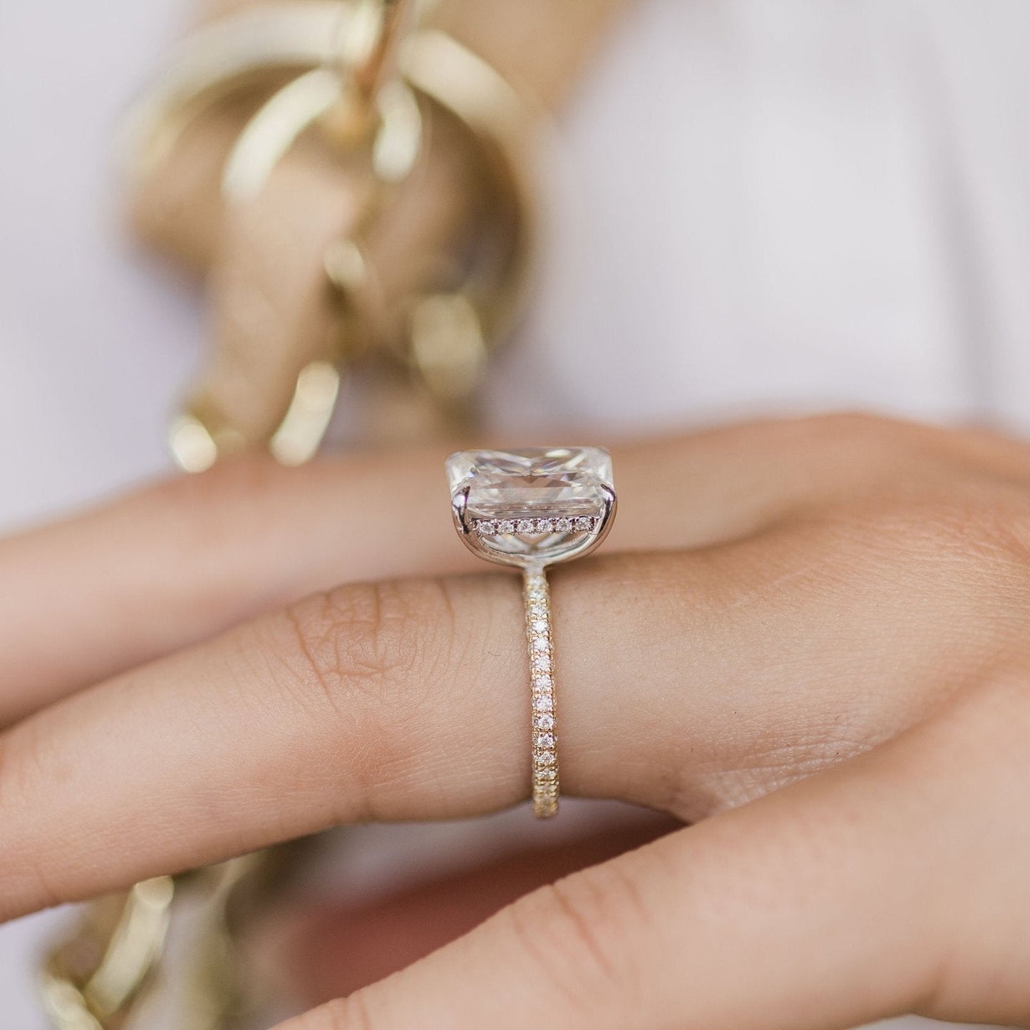 Radiant Pave Lab Grown Diamond Engagement Ring