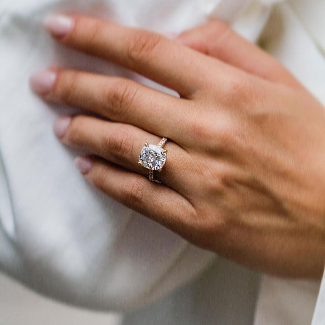 Cushion Pave Lab Grown Diamond Engagement Ring