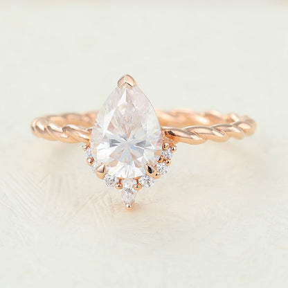Pear Cluster & Twisted Shank Lab-Grown Diamond Engagement Ring
