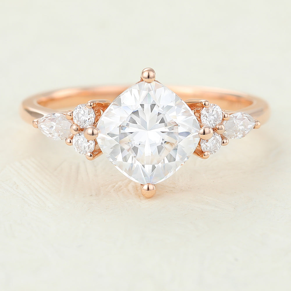 Cushion Cluster Lab-Grown Diamond Engagement Ring
