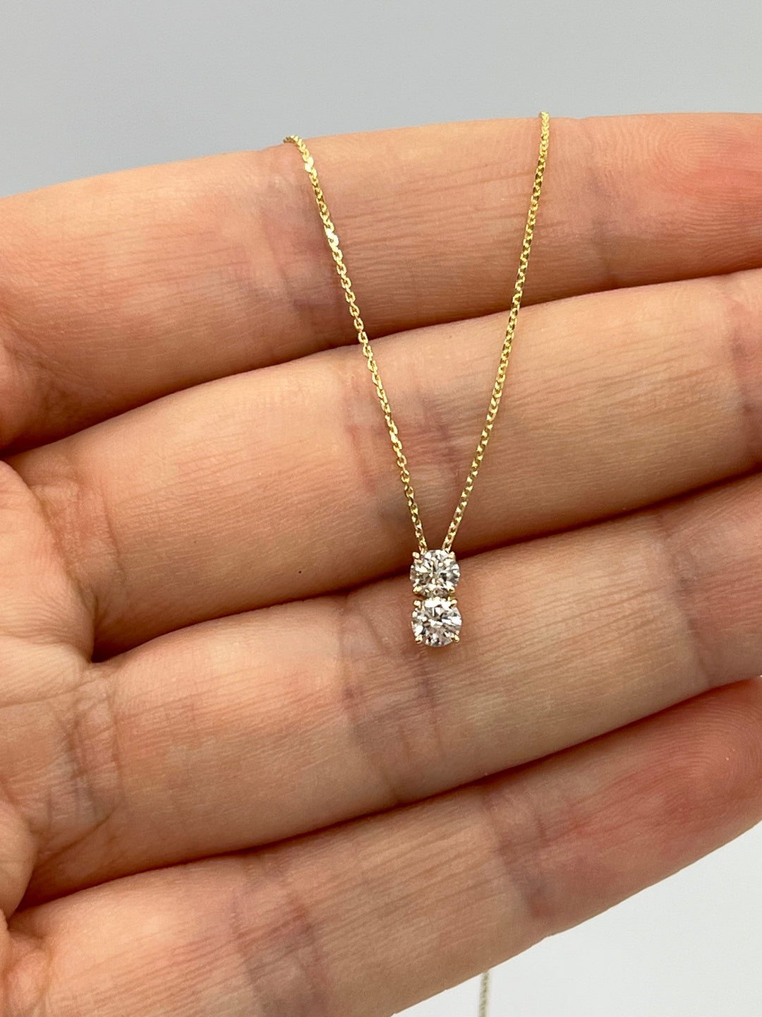 1.0 TCW Round Shape Moissanite Two Stone Necklace