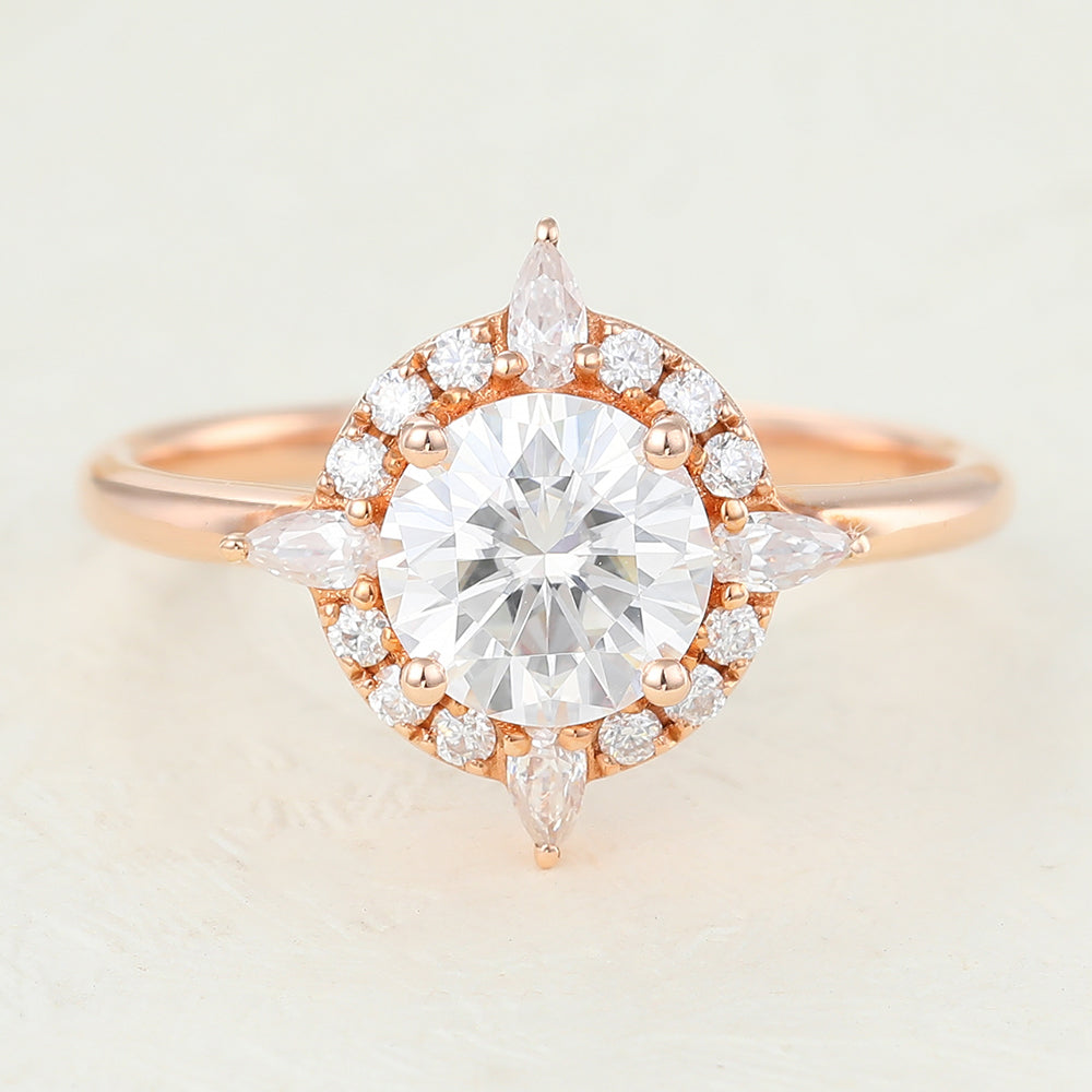 Round Cluster Lab-Grown Diamond Engagement Ring