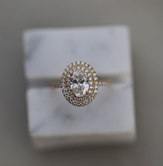Oval Double Halo Lab Grown Diamond Engagement Ring