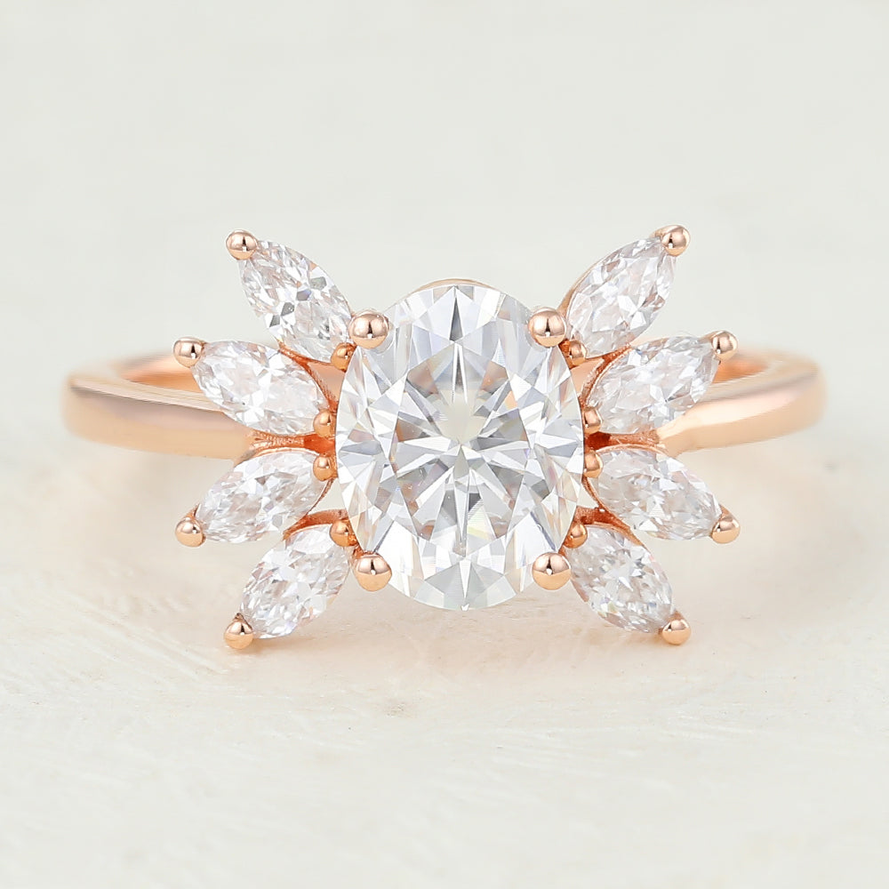 Oval Cluster Lab-Grown Diamond Engagement Ring