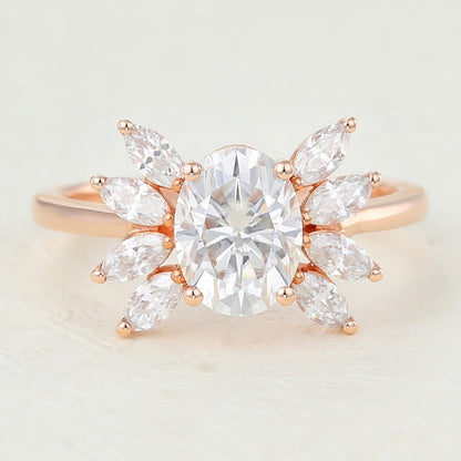 Oval Cluster Lab-Grown Diamond Engagement Ring