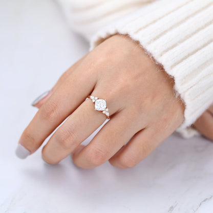 Cushion Cluster Lab-Grown Diamond Engagement Ring