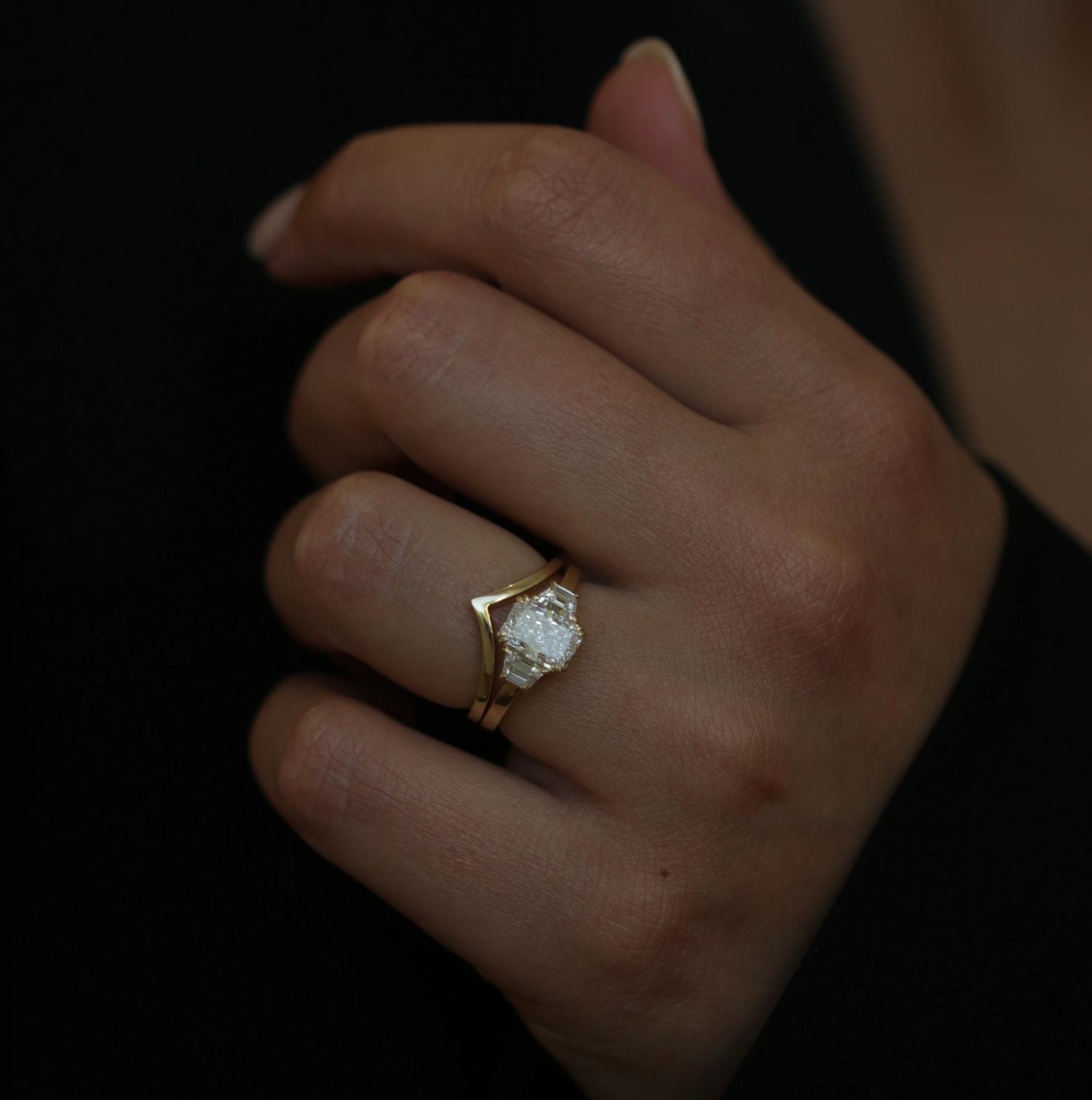 1.50 CT Radiant Three Stones Lab Grown Diamond Diamond Engagement Ring